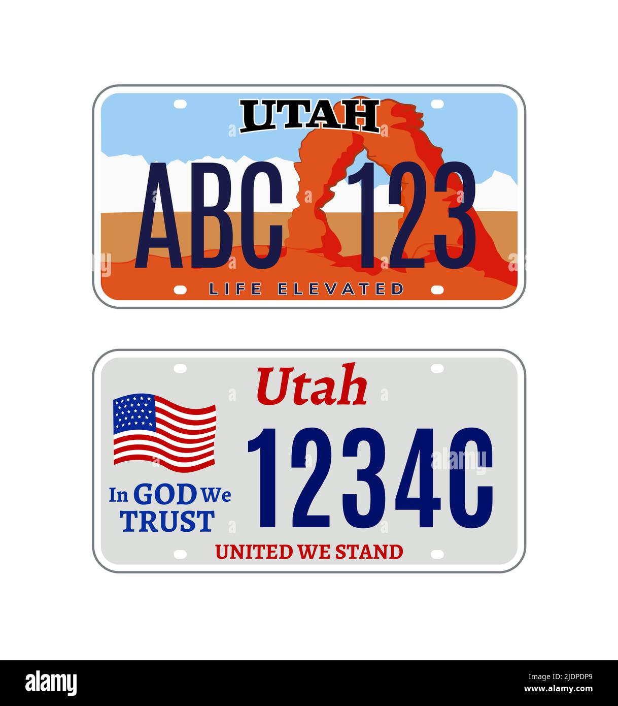 Utah Kfz-Kennzeichen usa Nummer Vektor retro Zeichen. American utah State Plate Lizenz Stock Vektor