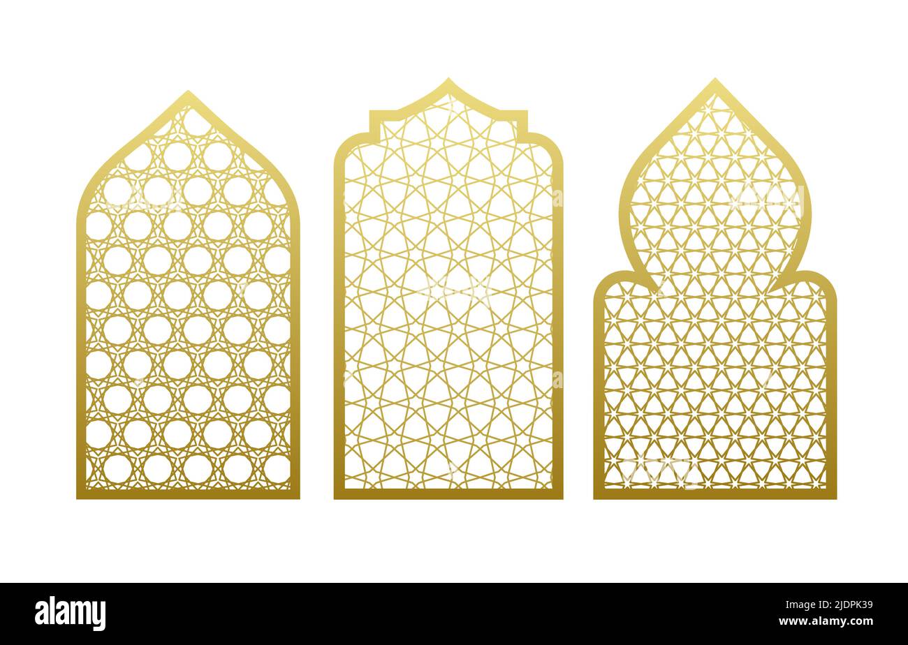 Arabischer Vektor Fenster Tür Muster. Arabian islamic Moschee ramadan Ornament Stil Stock Vektor