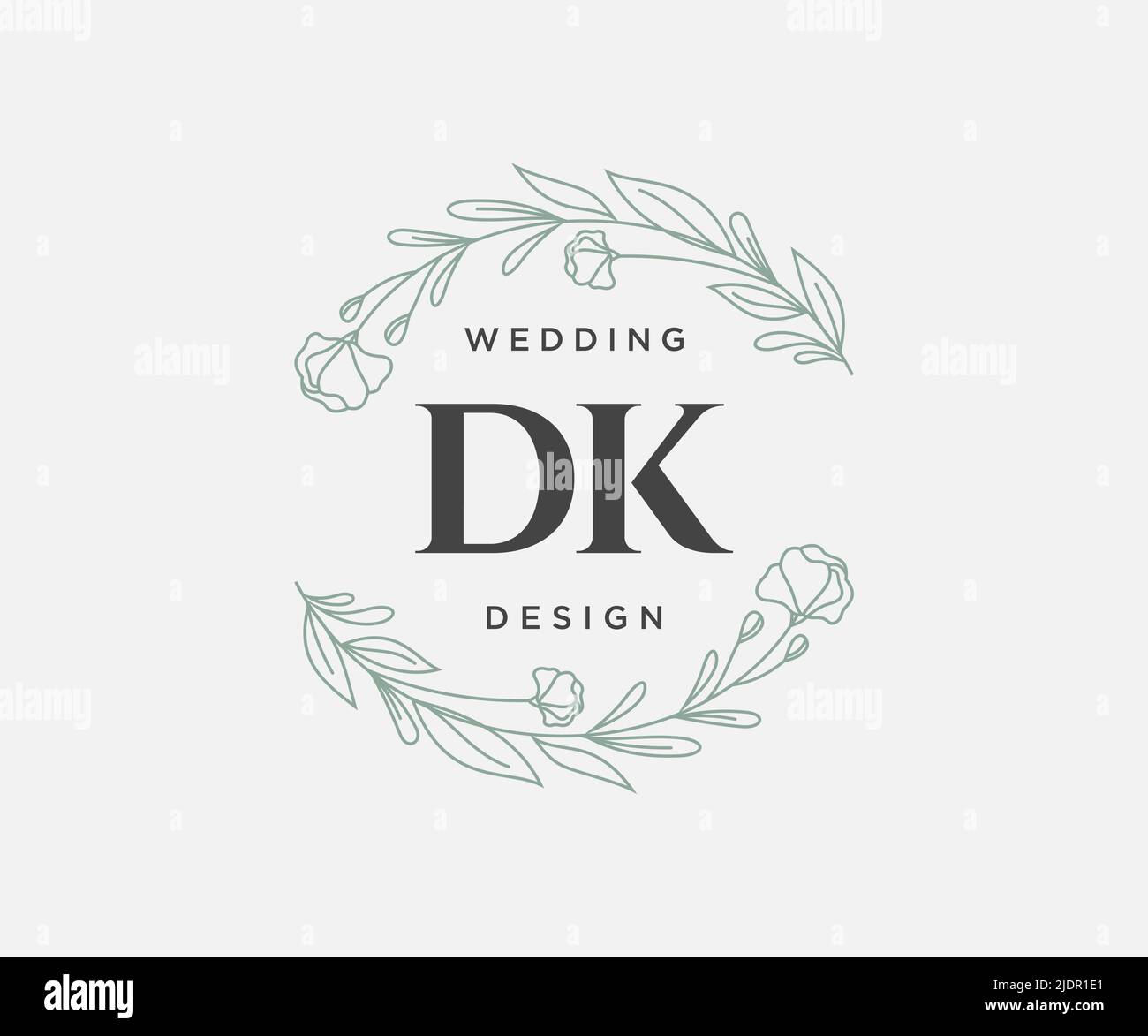 DK Initials Letter Hochzeit Monogram Logos Kollektion, handgezeichnete moderne minimalistische und florale Vorlagen für Einladungskarten, Save the Date, elegant Stock Vektor