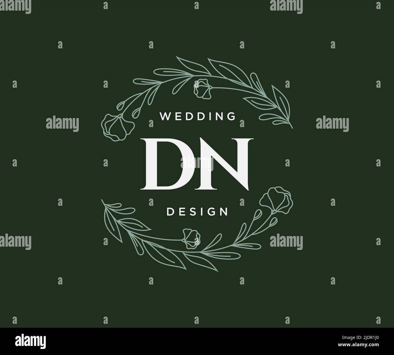 DN Initialen Brief Hochzeit Monogramm Logos Kollektion, handgezeichnete moderne minimalistische und florale Vorlagen für Einladungskarten, Save the Date, elegant Stock Vektor