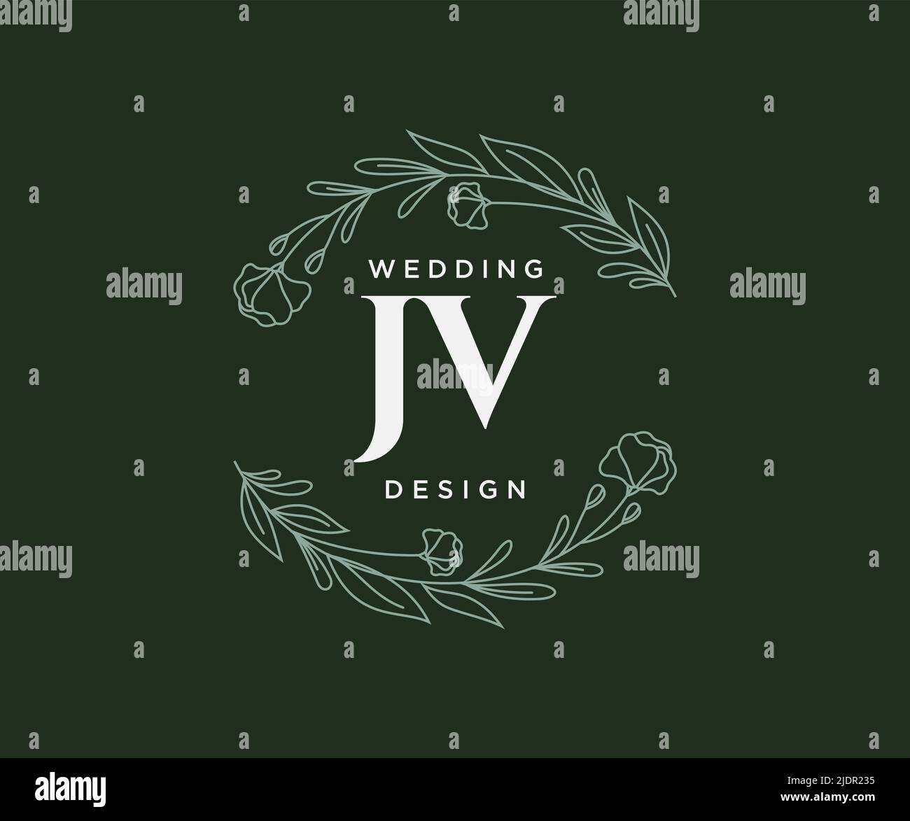 JV Initials Letter Hochzeit Monogram Logos Kollektion, handgezeichnete moderne minimalistische und florale Vorlagen für Einladungskarten, Save the Date, elegant Stock Vektor