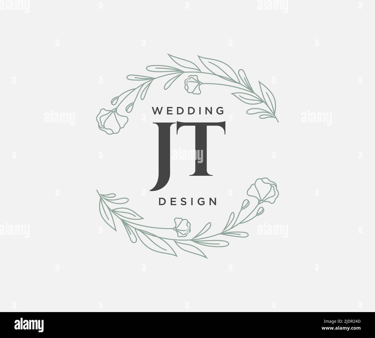 JT Initials Letter Hochzeit Monogram Logos Kollektion, handgezeichnete moderne minimalistische und florale Vorlagen für Einladungskarten, Save the Date, elegant Stock Vektor