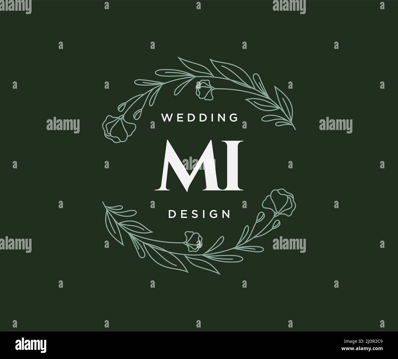 MI Initials Letter Hochzeit Monogram Logos Kollektion, handgezeichnete moderne minimalistische und florale Vorlagen für Einladungskarten, Save the Date, elegant Stock Vektor