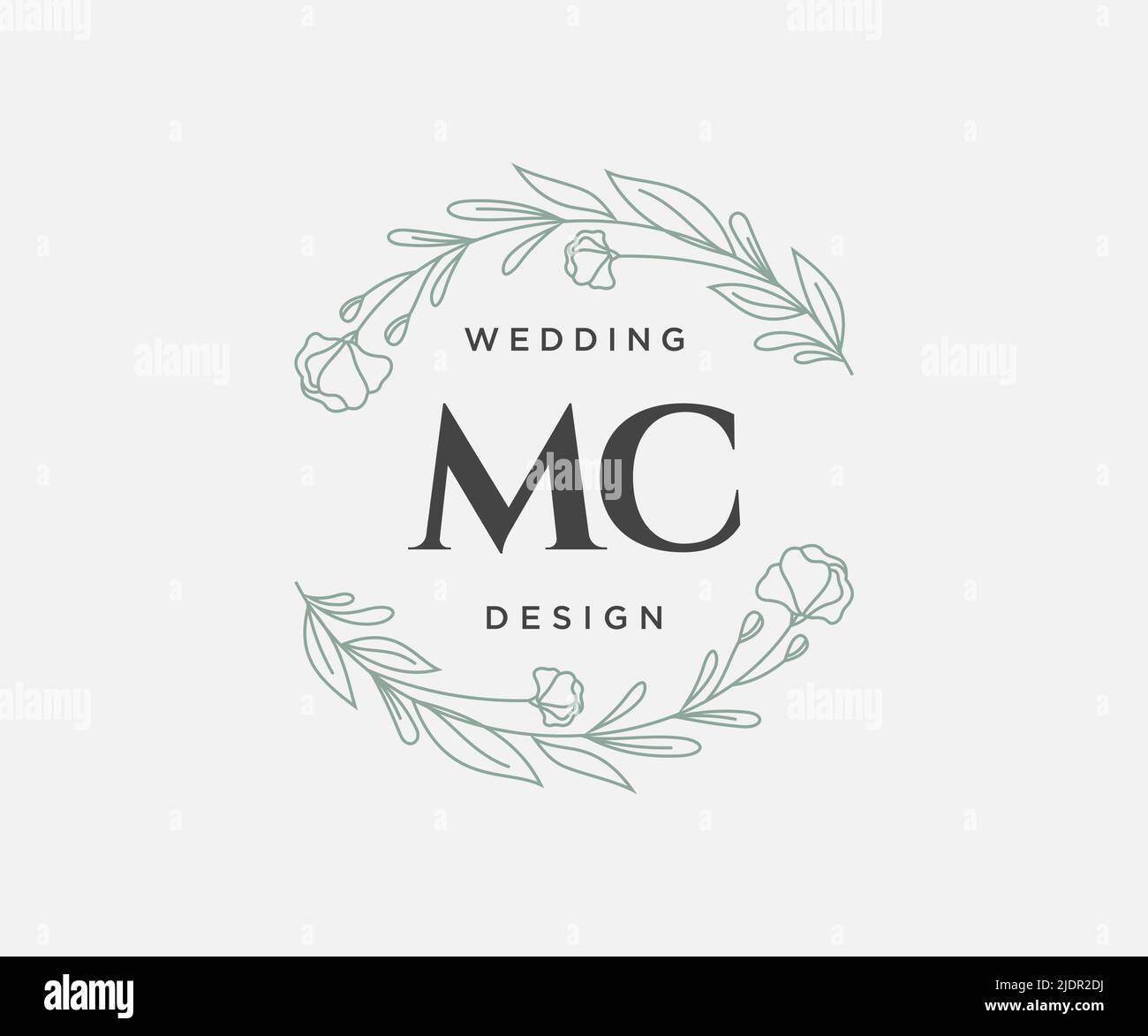 MC Initials Letter Hochzeit Monogram Logos Kollektion, handgezeichnete moderne minimalistische und florale Vorlagen für Einladungskarten, Save the Date, elegant Stock Vektor