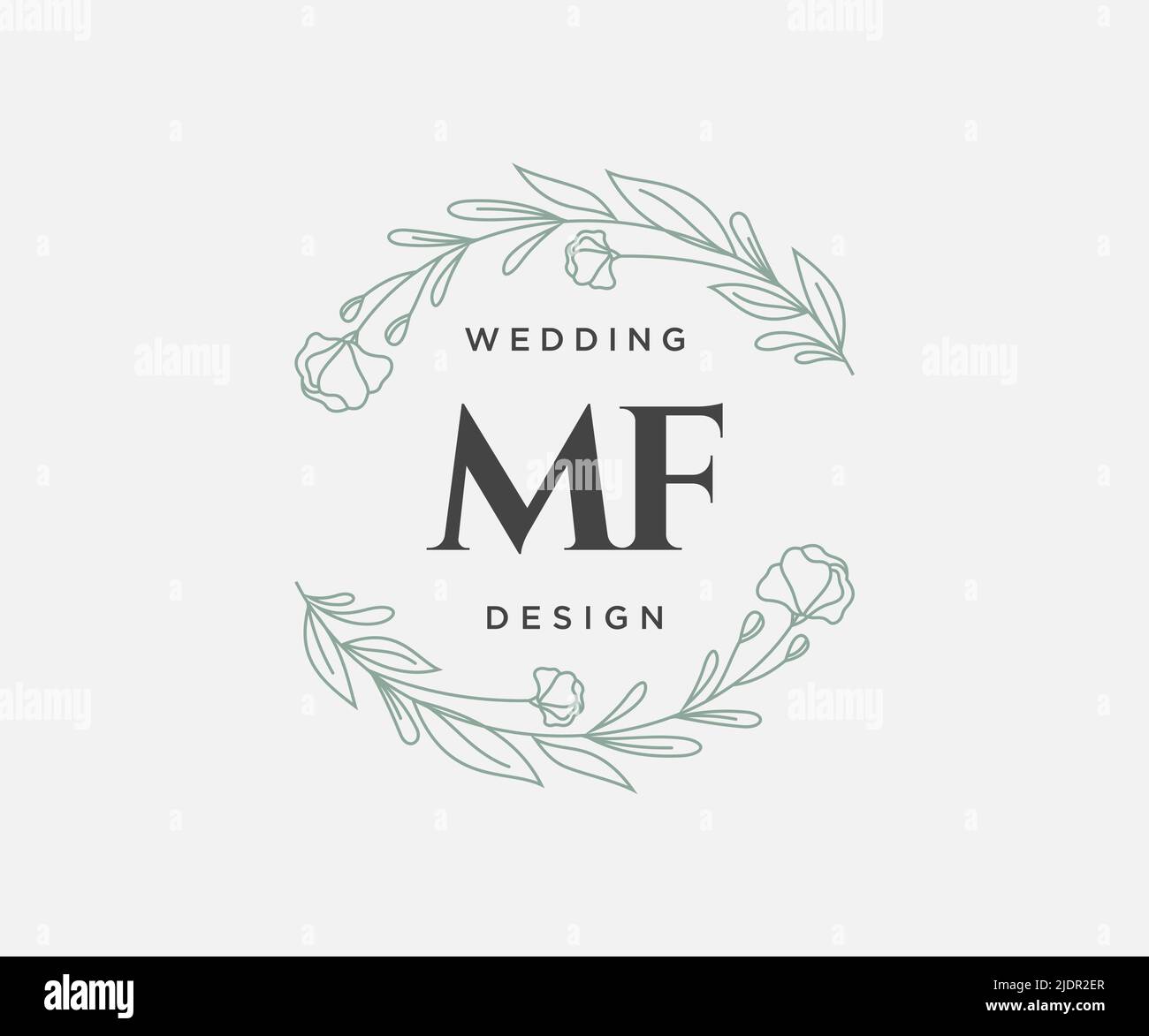 MF Initials Letter Hochzeit Monogram Logos Kollektion, handgezeichnete moderne minimalistische und florale Vorlagen für Einladungskarten, Save the Date, elegant Stock Vektor