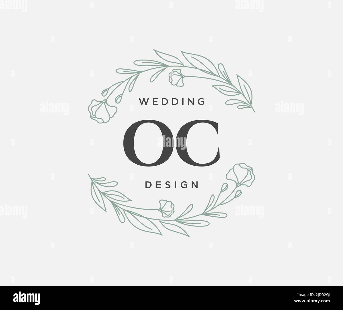 OC Initials Letter Hochzeit Monogram Logos Kollektion, handgezeichnete moderne minimalistische und florale Vorlagen für Einladungskarten, Save the Date, elegant Stock Vektor