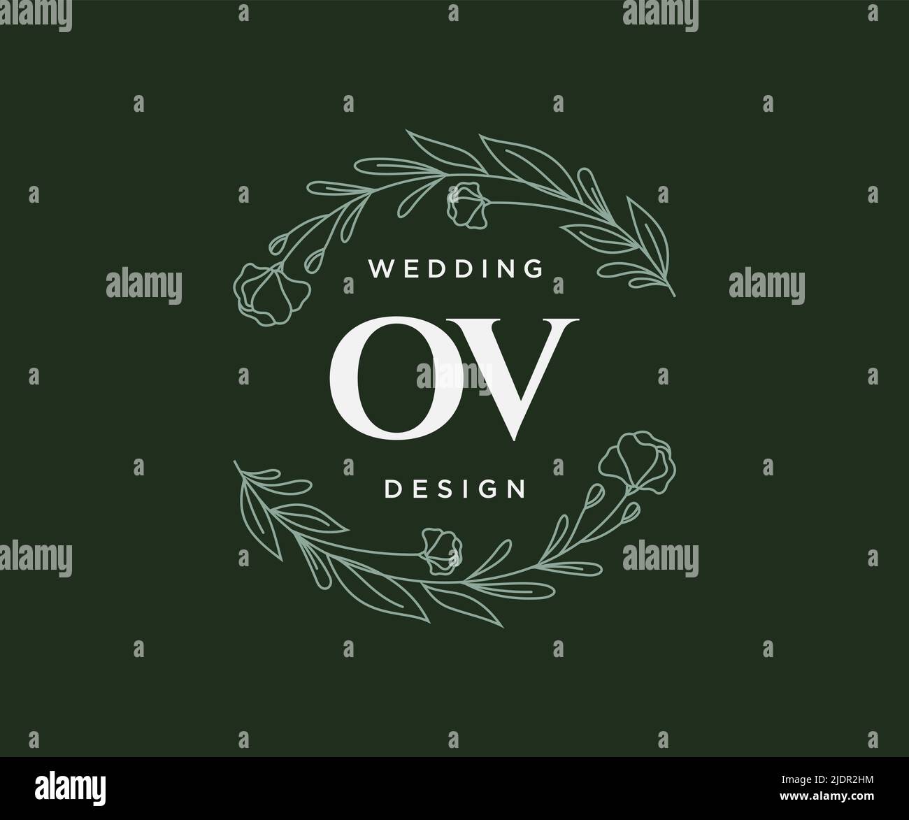 OV Initials Letter Hochzeitslogos Kollektion, handgezeichnete moderne minimalistische und florale Vorlagen für Einladungskarten, Save the Date, elegant Stock Vektor
