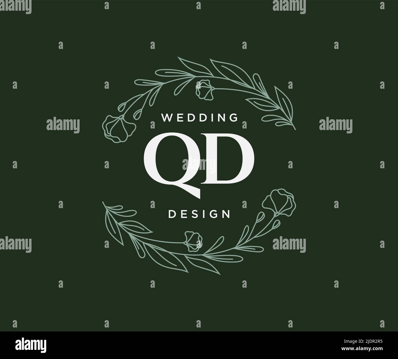 QD Initials Letter Hochzeit Monogram Logos Kollektion, handgezeichnete moderne minimalistische und florale Vorlagen für Einladungskarten, Save the Date, elegant Stock Vektor