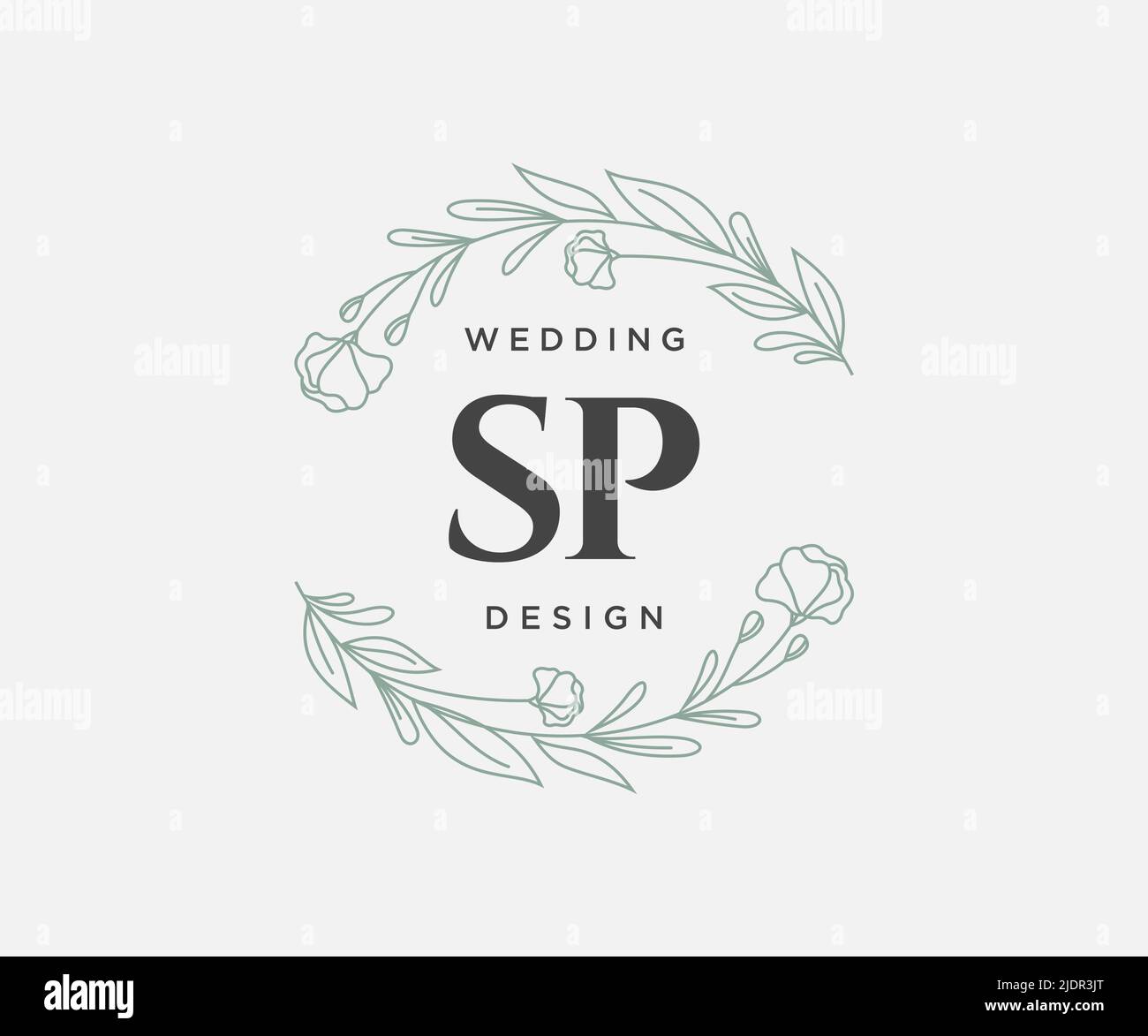 SP Initialen Brief Hochzeit Monogramm Logos Kollektion, handgezeichnete moderne minimalistische und florale Vorlagen für Einladungskarten, Save the Date, elegant Stock Vektor