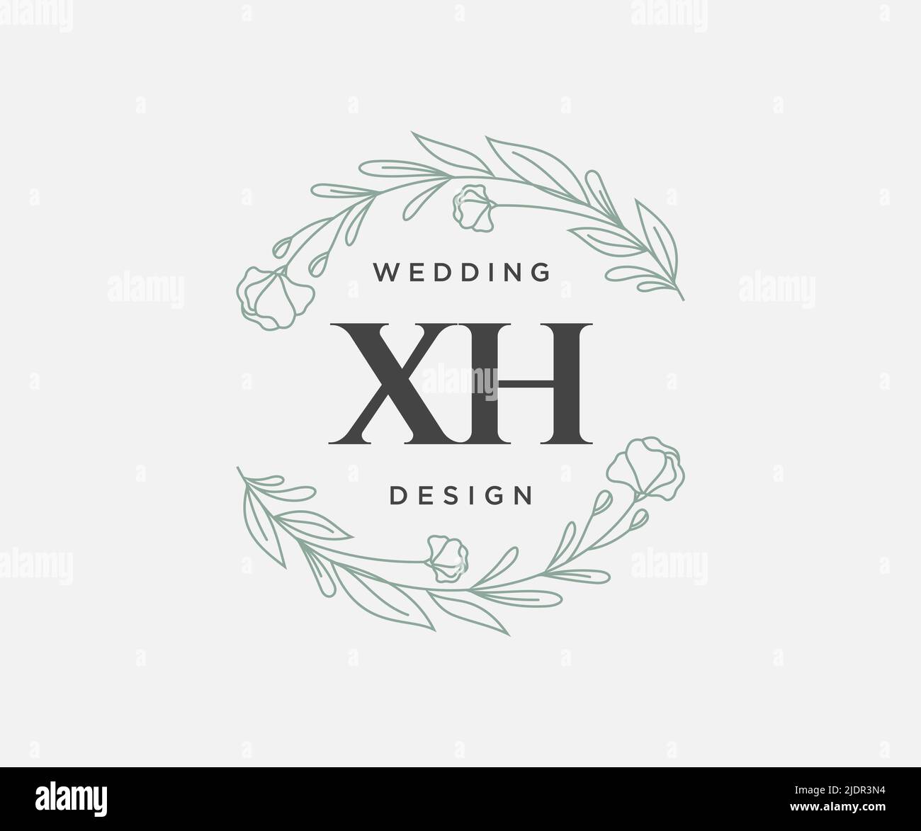 XH Initials Letter Hochzeit Monogram Logos Kollektion, handgezeichnete moderne minimalistische und florale Vorlagen für Einladungskarten, Save the Date, elegant Stock Vektor
