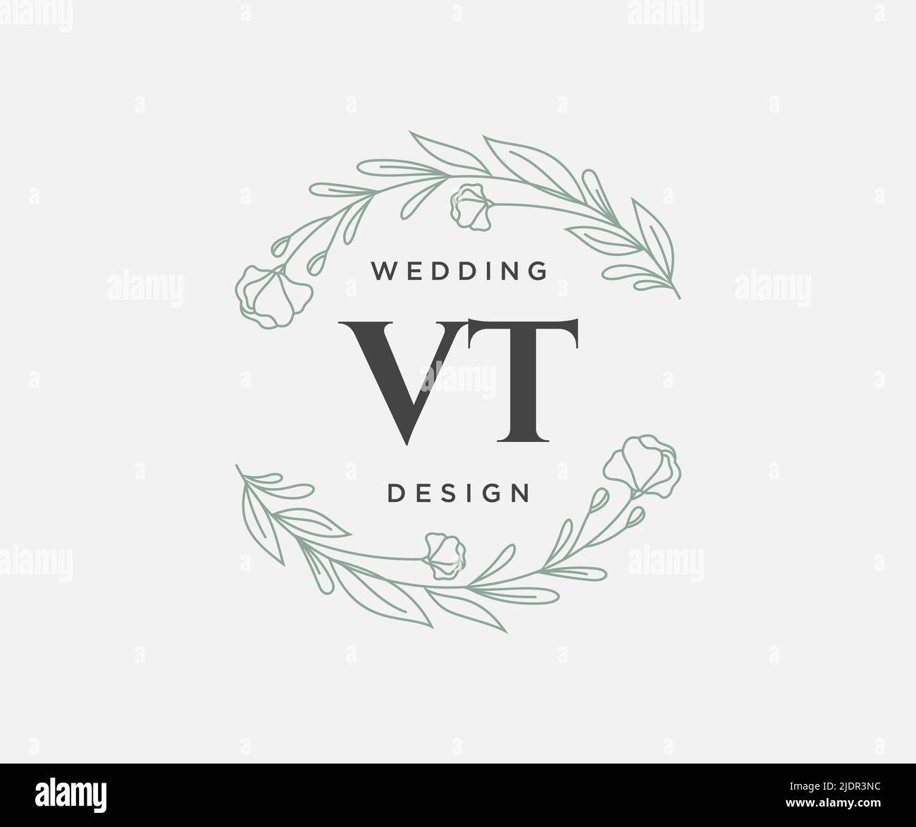 VT Initials Letter Hochzeit Monogram Logos Kollektion, handgezeichnete moderne minimalistische und florale Vorlagen für Einladungskarten, Save the Date, elegant Stock Vektor