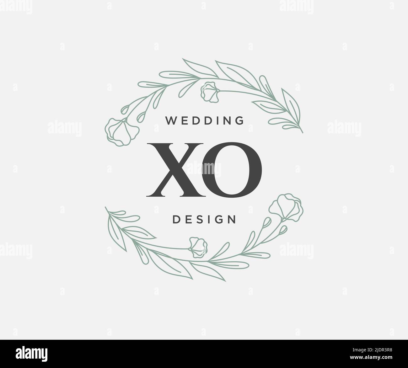 XO Initials Letter Hochzeit Monogram Logos Kollektion, handgezeichnete moderne minimalistische und florale Vorlagen für Einladungskarten, Save the Date, elegant Stock Vektor