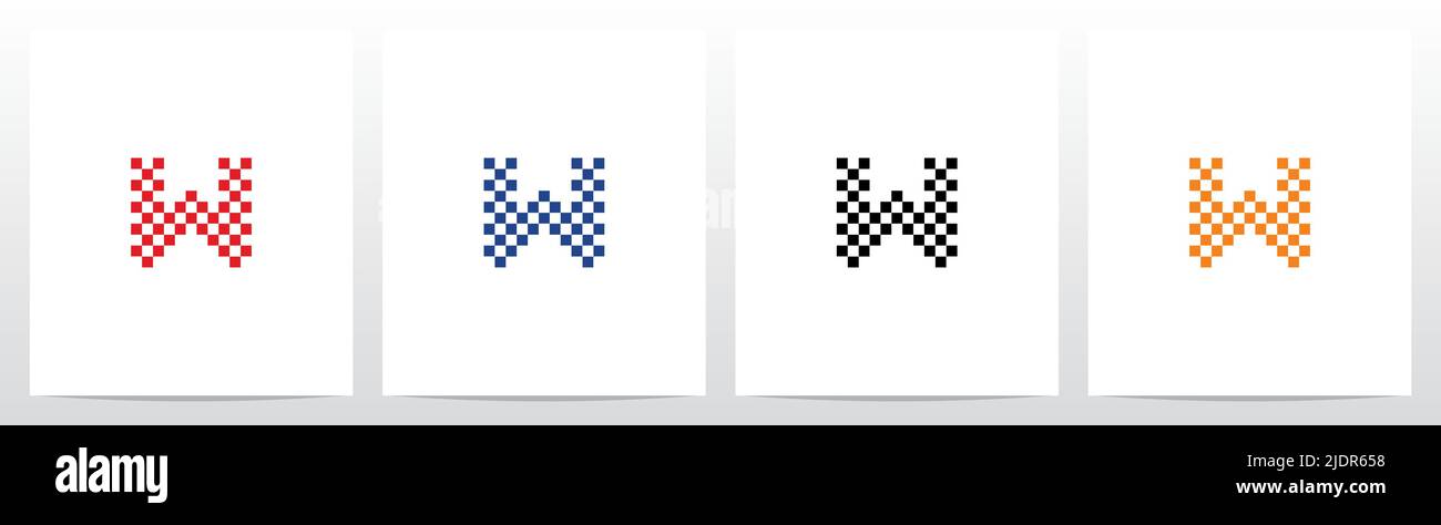 Kariertes Muster Buchstabe Logo Design W Stock Vektor