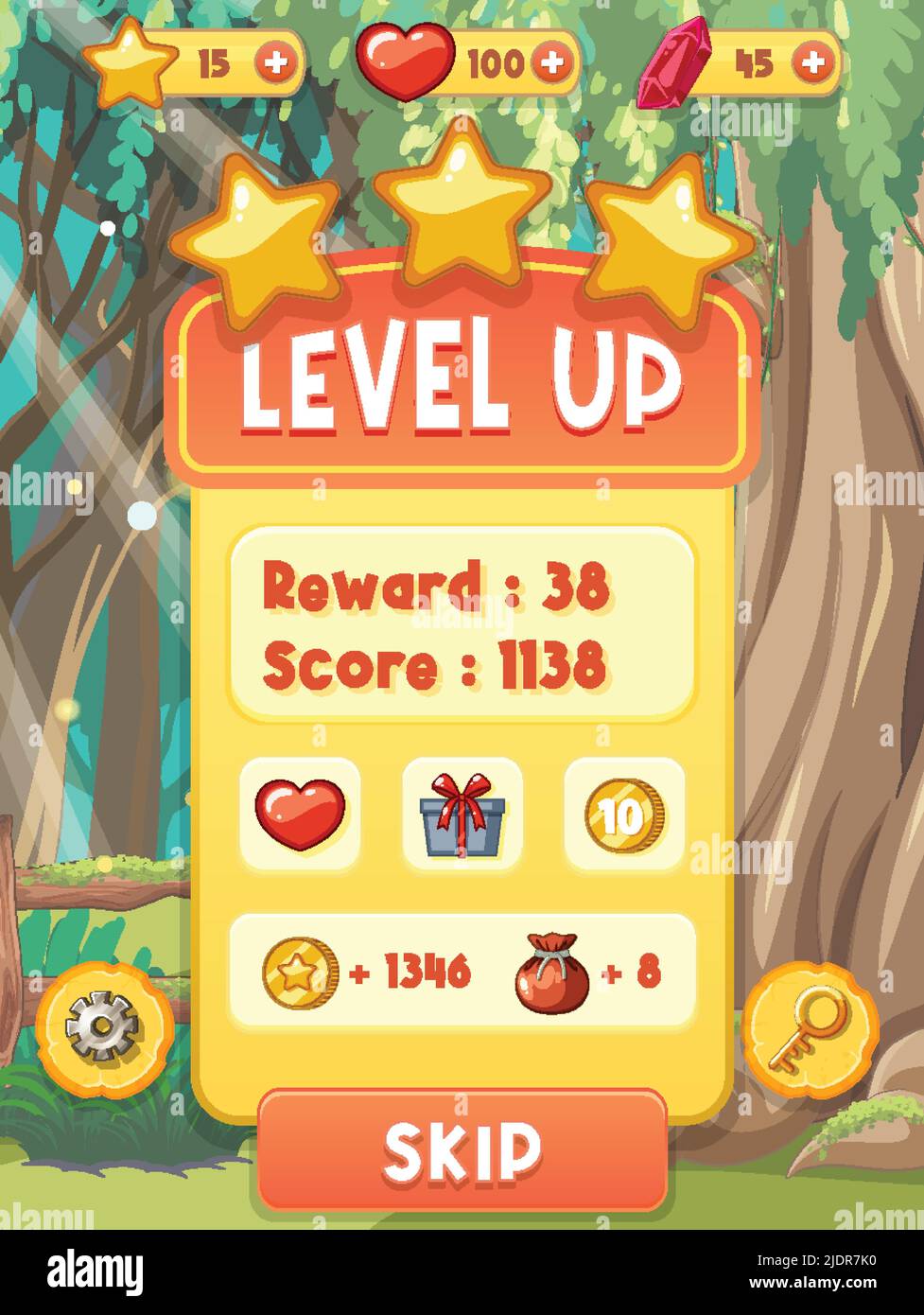 Eine Hintergrundvorlage für Spiele mit Elementen Stock Vektor