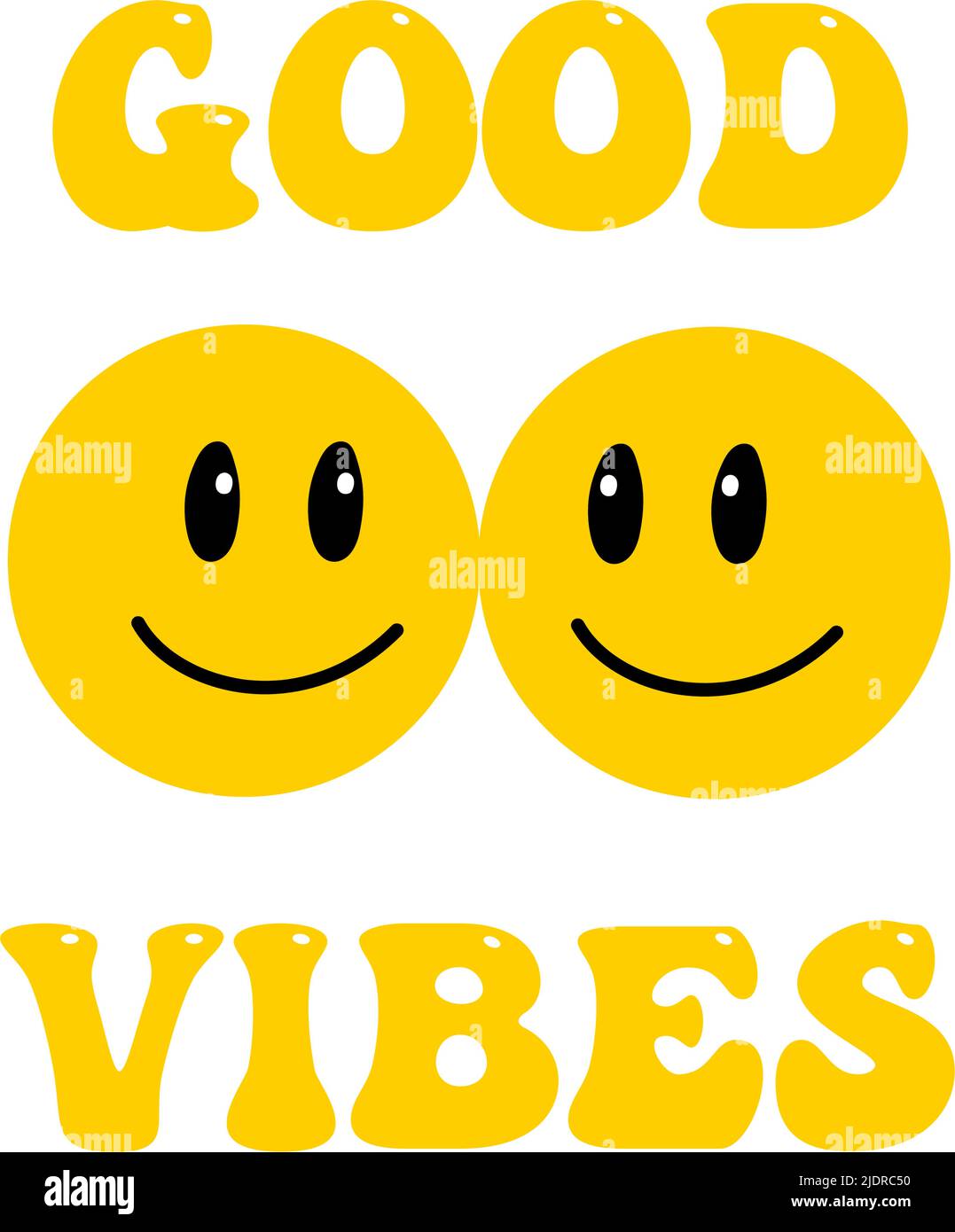 Schmelzen Lächeln Schriftzug Vintage Illustration. Retro Psychedelic Melt Smile Face Logo. Tropfendes Lächeln mit Text. Gut gelaunt. Positiver Emoji-Aufkleber. Vector groovy Emoji Gesicht. Gesichtssymbol. Stock Vektor