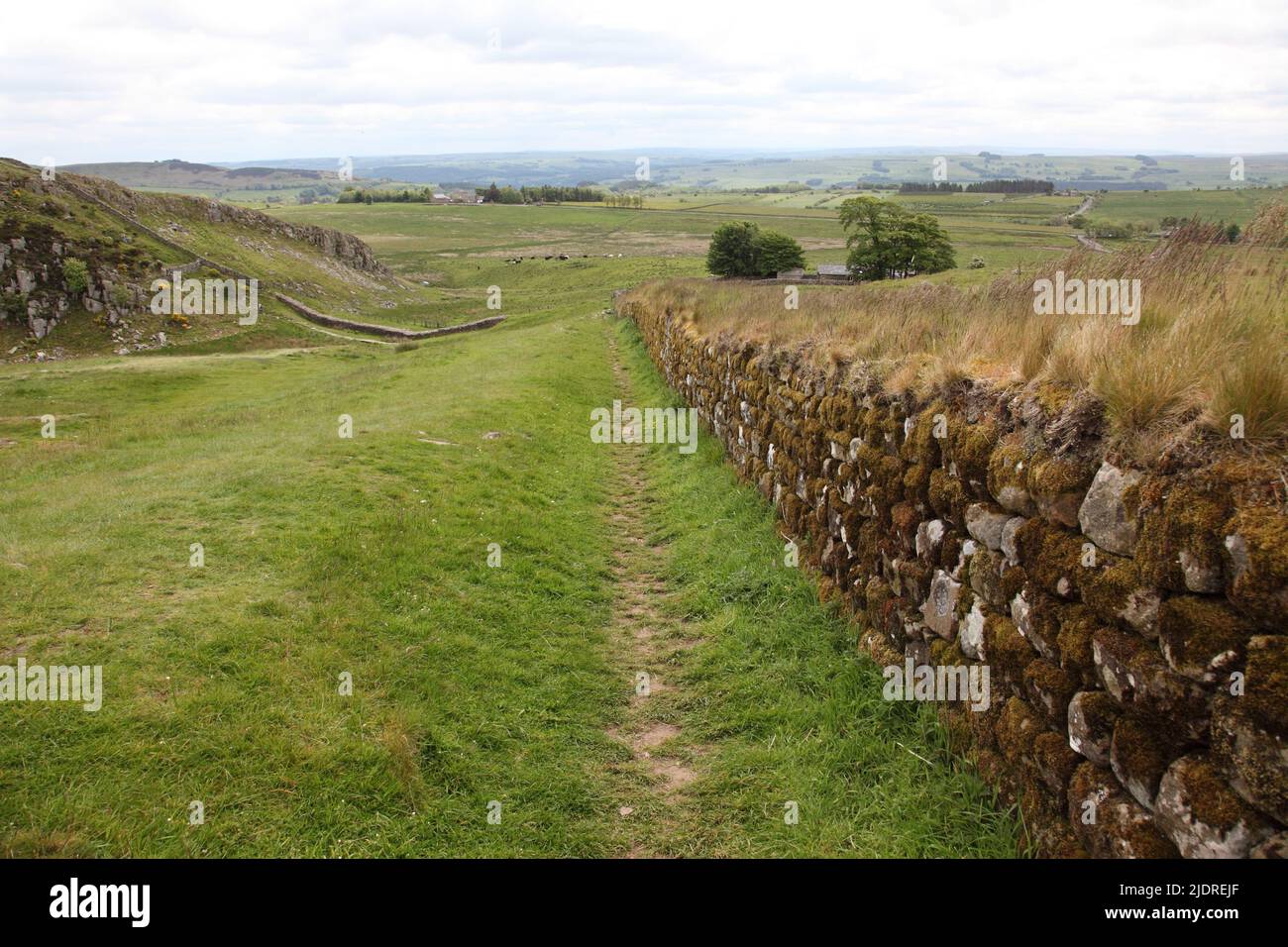 Hadrians Mauer bei Windsill Fault in Northumberland, gebaut von Hadrian im Jahr AD122 Stockfoto