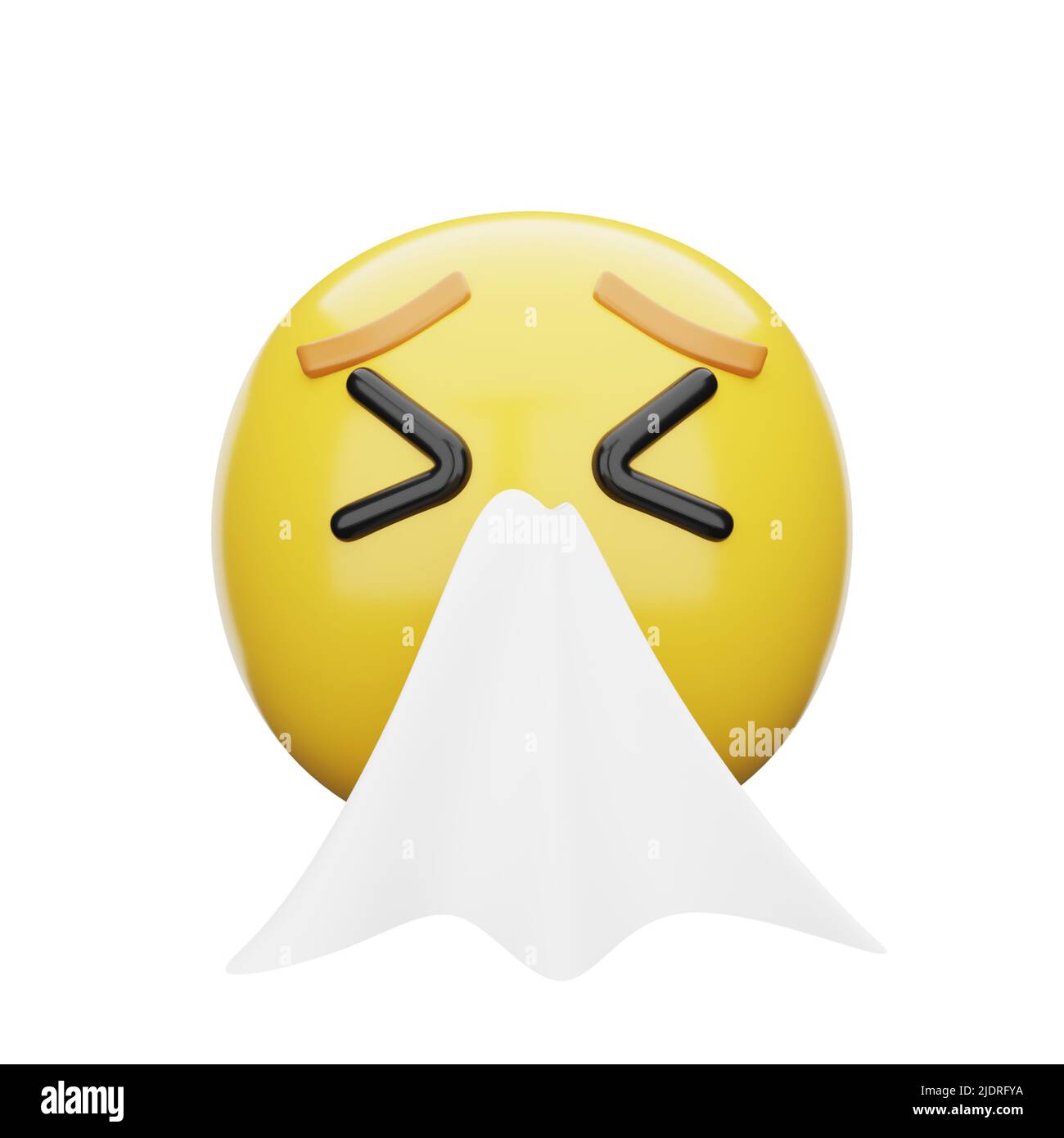 3D Emoji niesen ins Gesicht Stockfoto