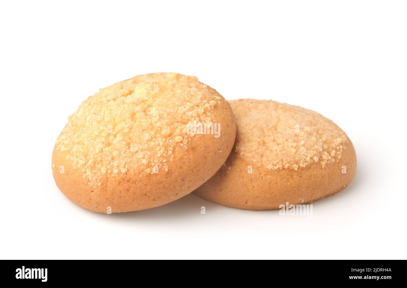 Zwei Frischkäse-Kekse auf Weiß isoliert Stockfoto