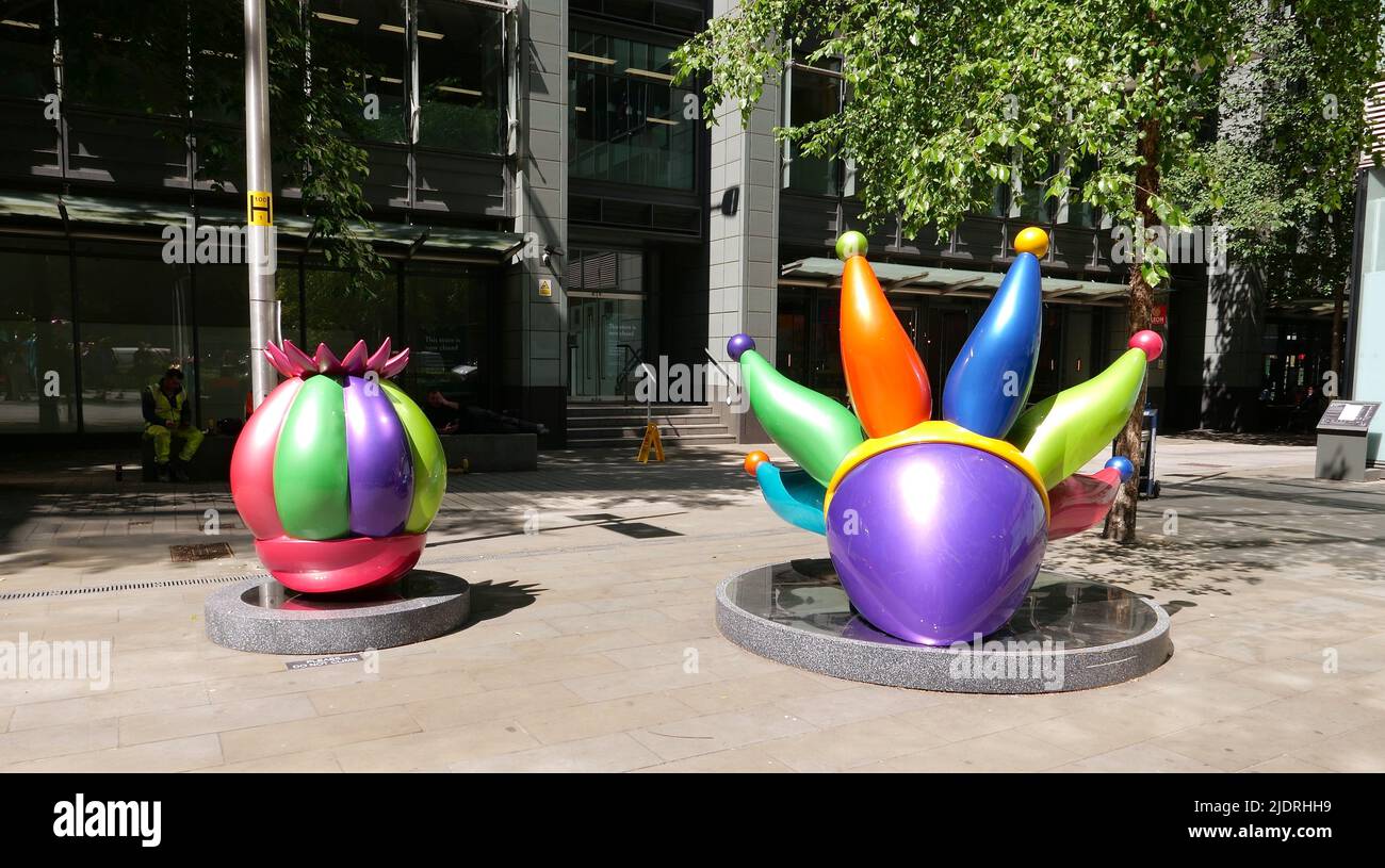 Sculpture in the City , die jährliche Ausstellung zeitgenössischer Kunst unter den markanten Architektur der City of London platziert , startet es 11edition am 22. Juni 2022 . Neben den neuen Arbeiten von elf zeitgenössischen Künstlern werden sechs Skulpturen, die ab der 10. Edition in sifu verbleiben, sowie zwei permanente Erwerbungen gezeigt. Stockfoto