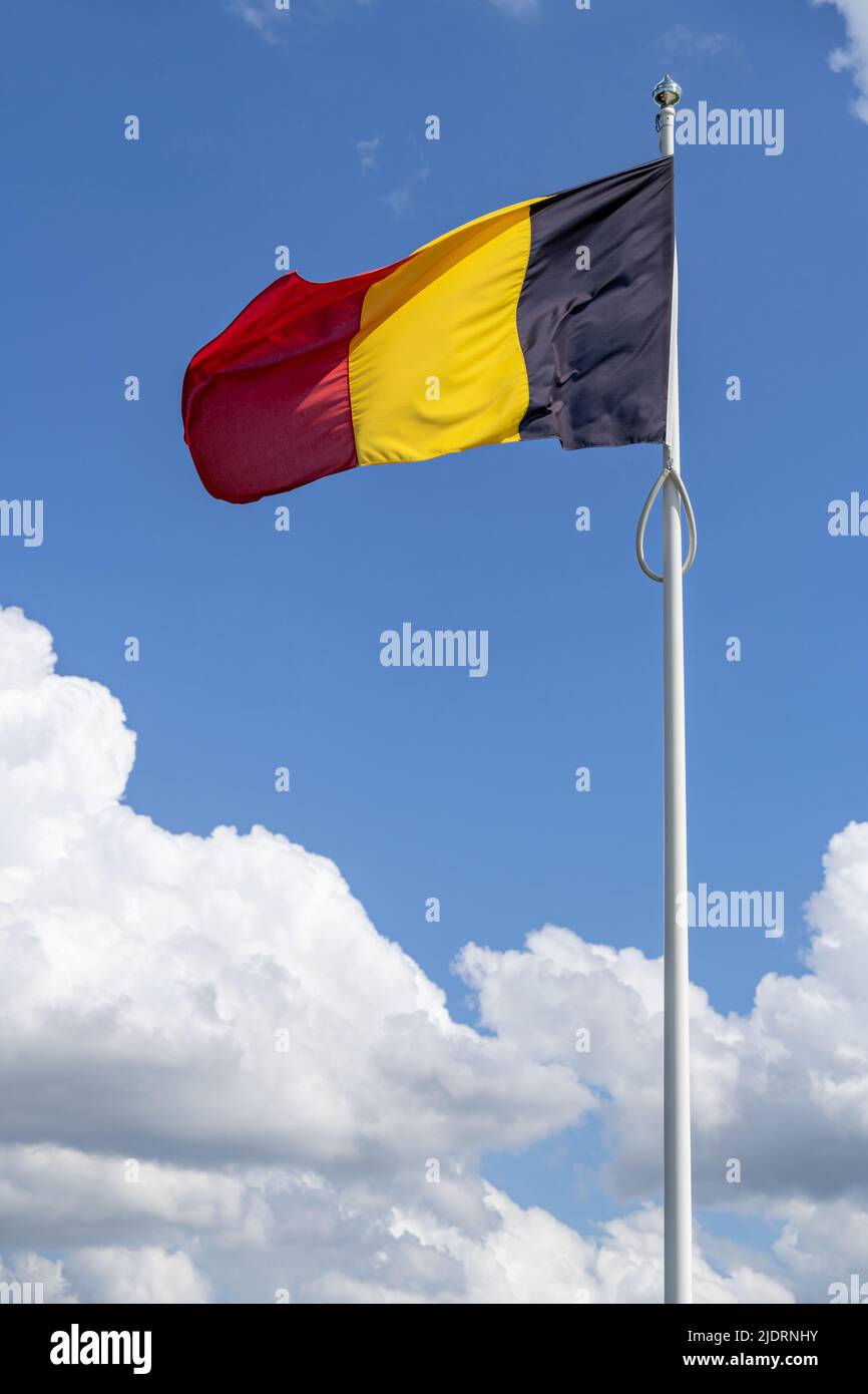 Flagge Belgiens im Wind Stockfoto