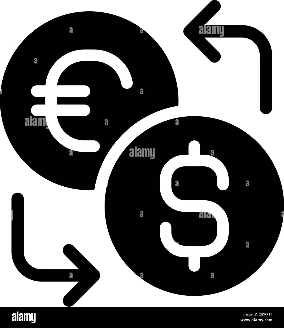 Geldwechsel, schwarzes Glyphensymbol Stock Vektor