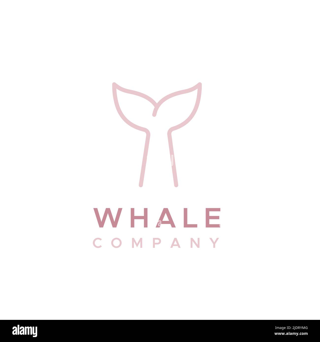 Whale Tail Company Logo. Konzept der Walbeobachtung, Umweltbildung, Zetazenschutz. Rosa Farbe. Vektorgrafik, flaches Design Stock Vektor