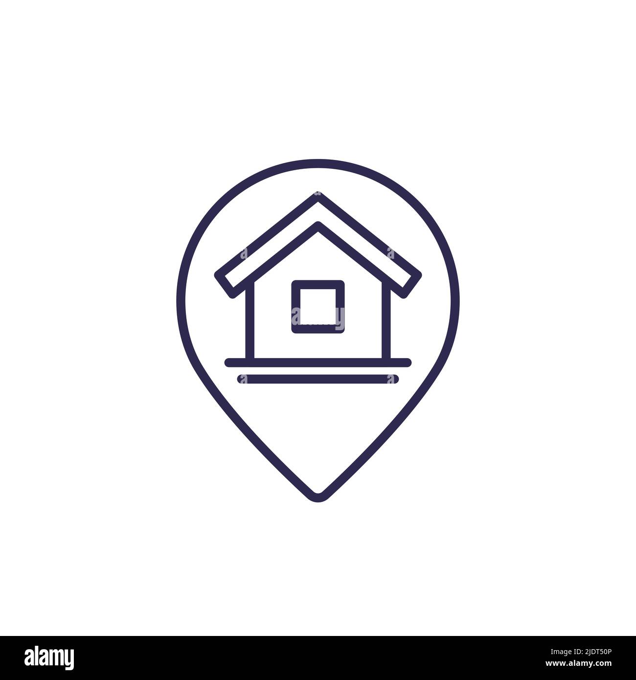Symbol für Heim-, Haus- und PIN-Markierungslinie Stock Vektor