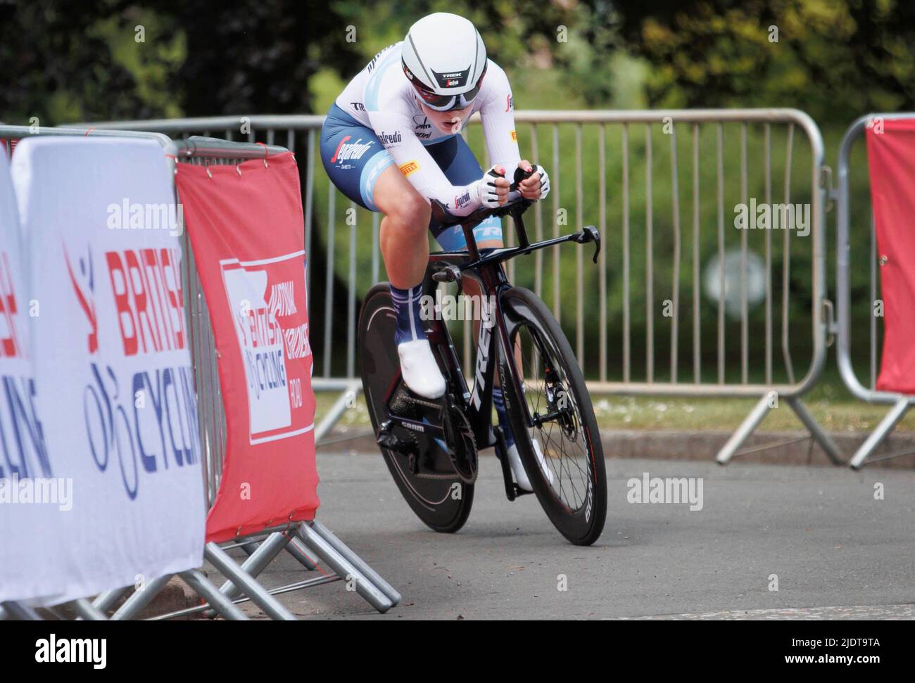 Elynor Backstedt während des Zeitfahrens der British National Road Championships der Frauen unter 23 Jahren 2022 im Crichton Estate, Dumfries. Bilddatum: Donnerstag, 23. Juni 2022. Stockfoto