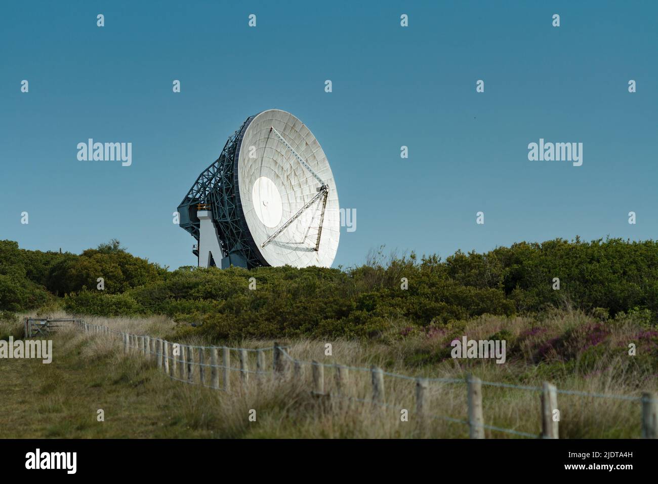 Satellitenschüsseln der Goonhilly Earth Station, Goonhilly Downs, The Lizard, Cornwall Stockfoto