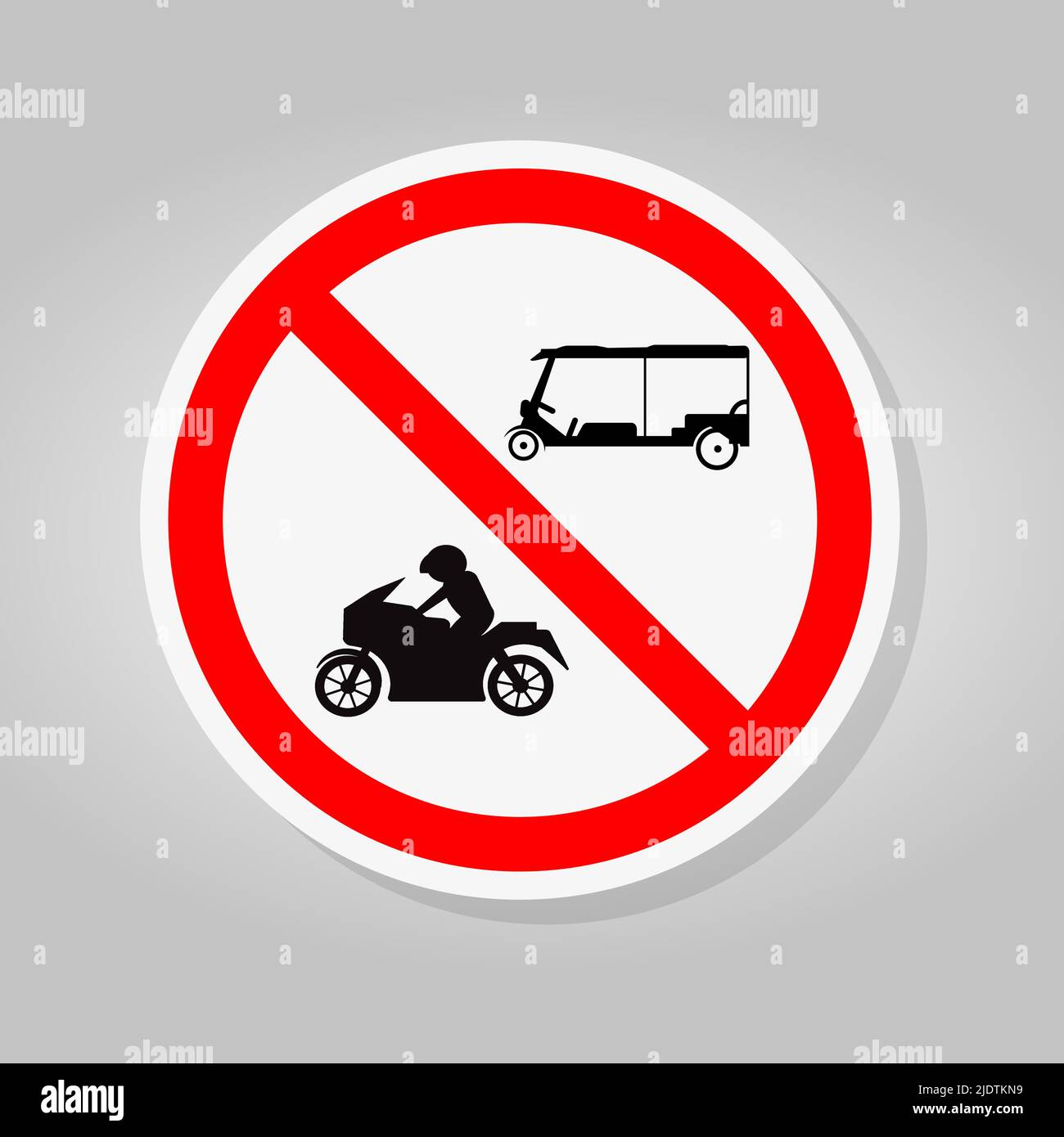 Kein Tuk Tuk Thailand Oder Rickshaw Dreirad, Motorräder, Verkehrszeichen Isolieren Auf Weißem Hintergrund, Vektor-Illustration Stock Vektor