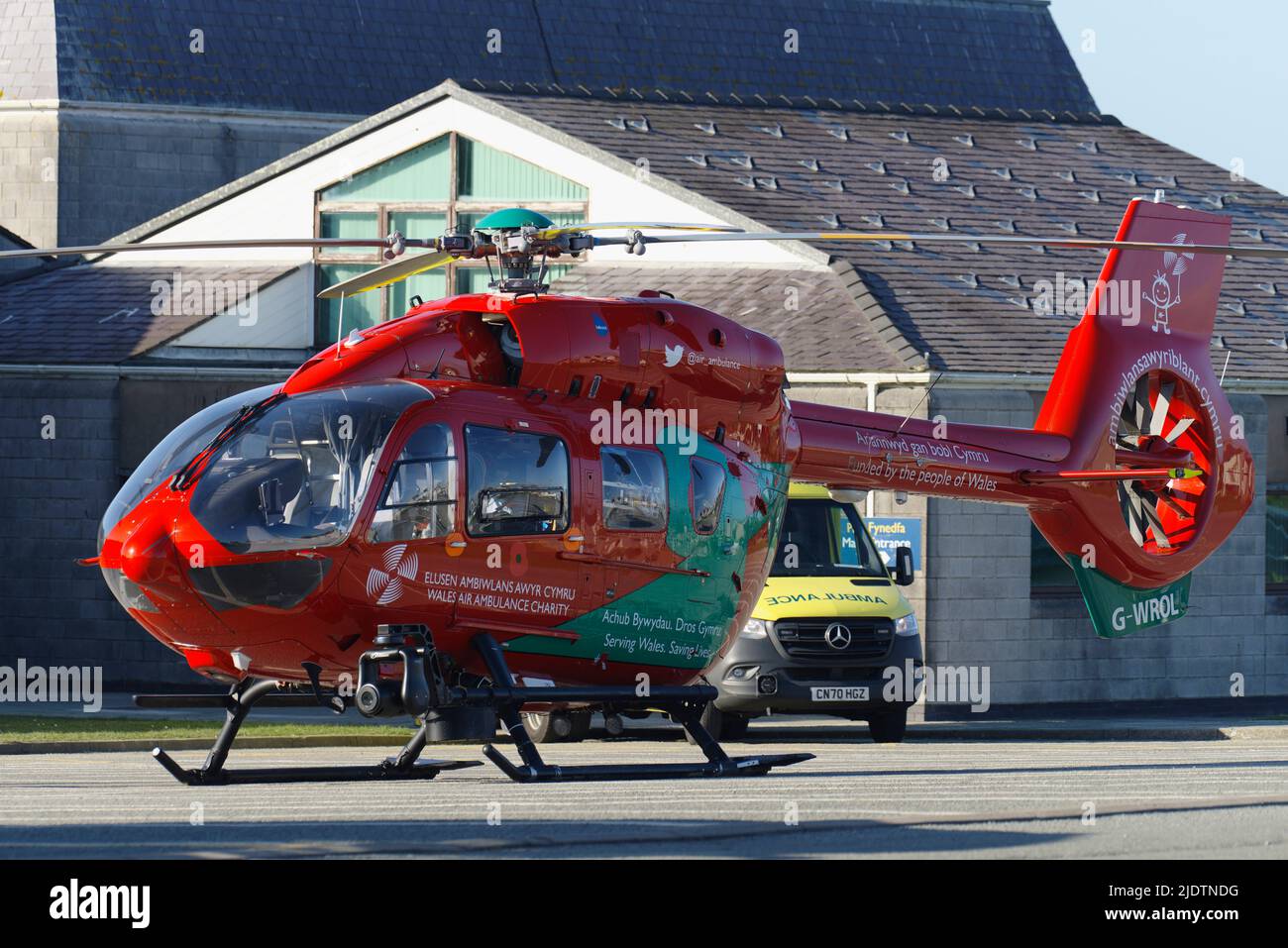 Wales Air Ambulance Airbus Helicopters H145, G-WROL, Stockfoto