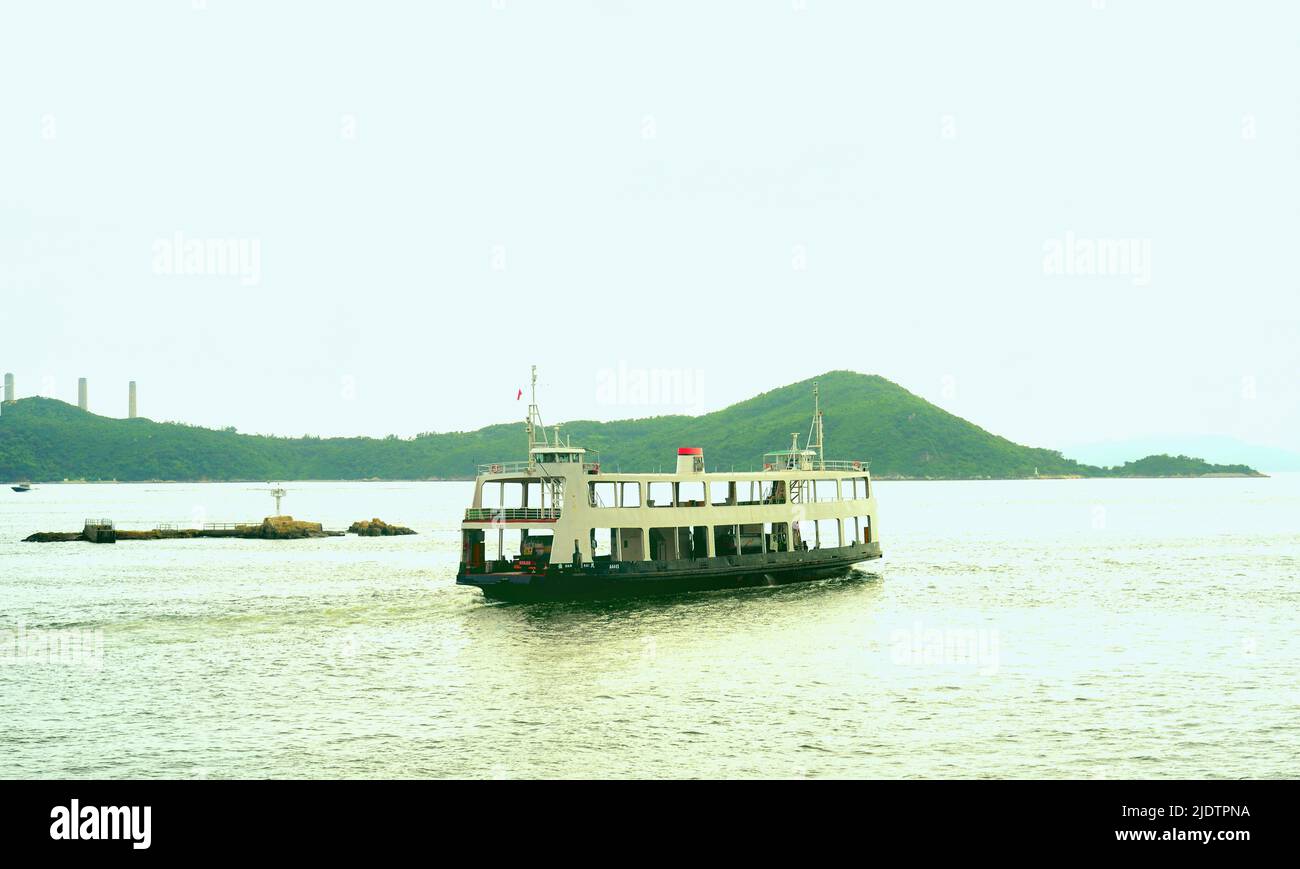 Doppeldeck Fahrzeug Transport Fähre, Hong Kong Stockfoto