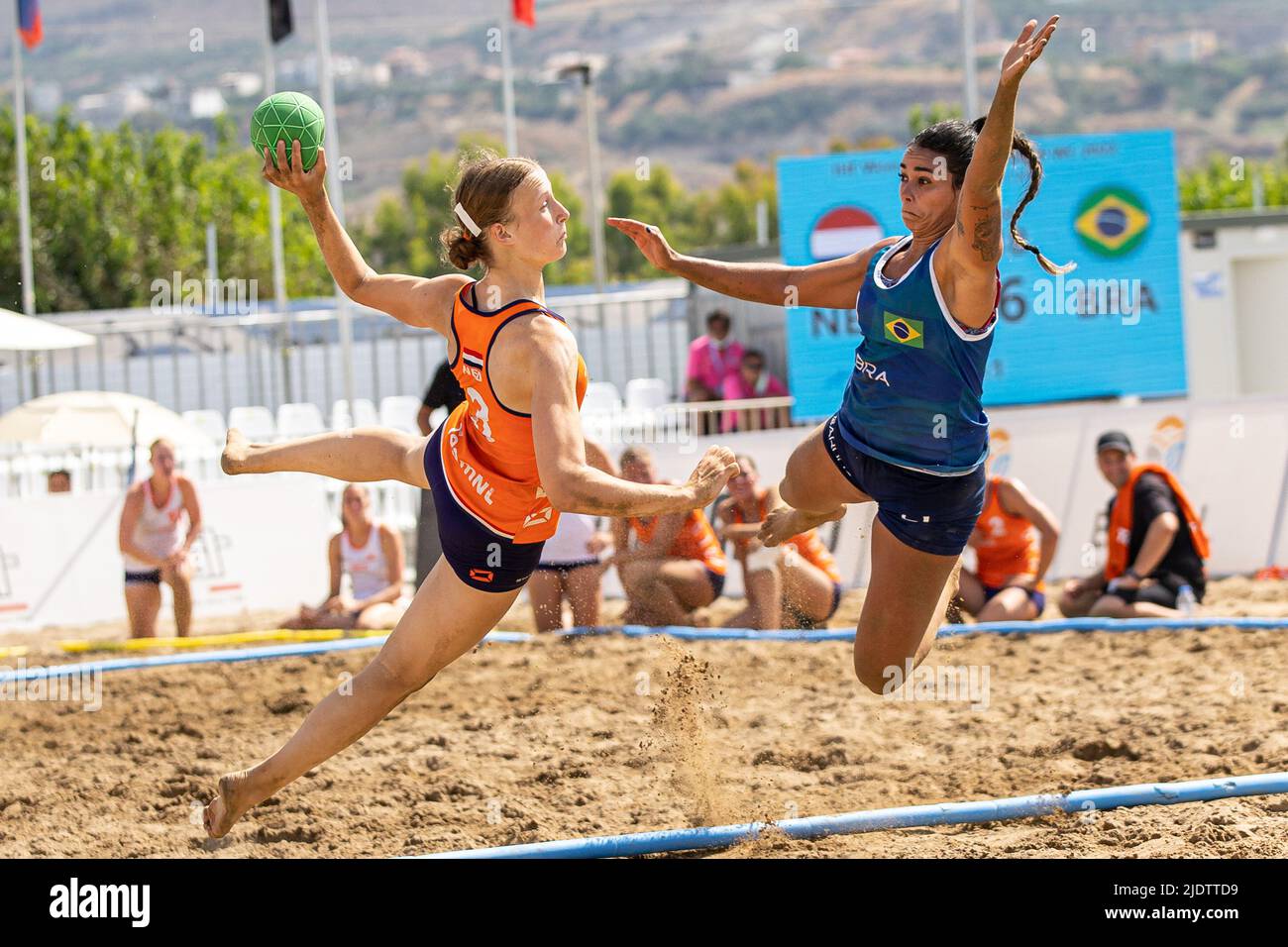 Heraklio(GR), 23/06/2022 - Beach Handball / World Champinships - Terceiro dia da Copa do Mundo de Beach Handebol que está sendo realizada no Karteros Stockfoto