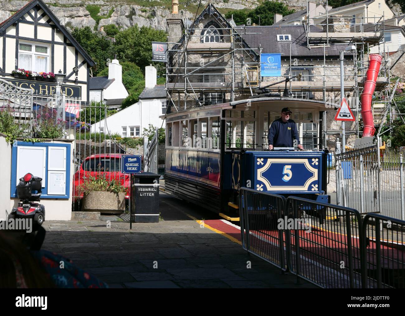 Great Orme Mountain Tramway in Llandudno, Nordwales. Stockfoto