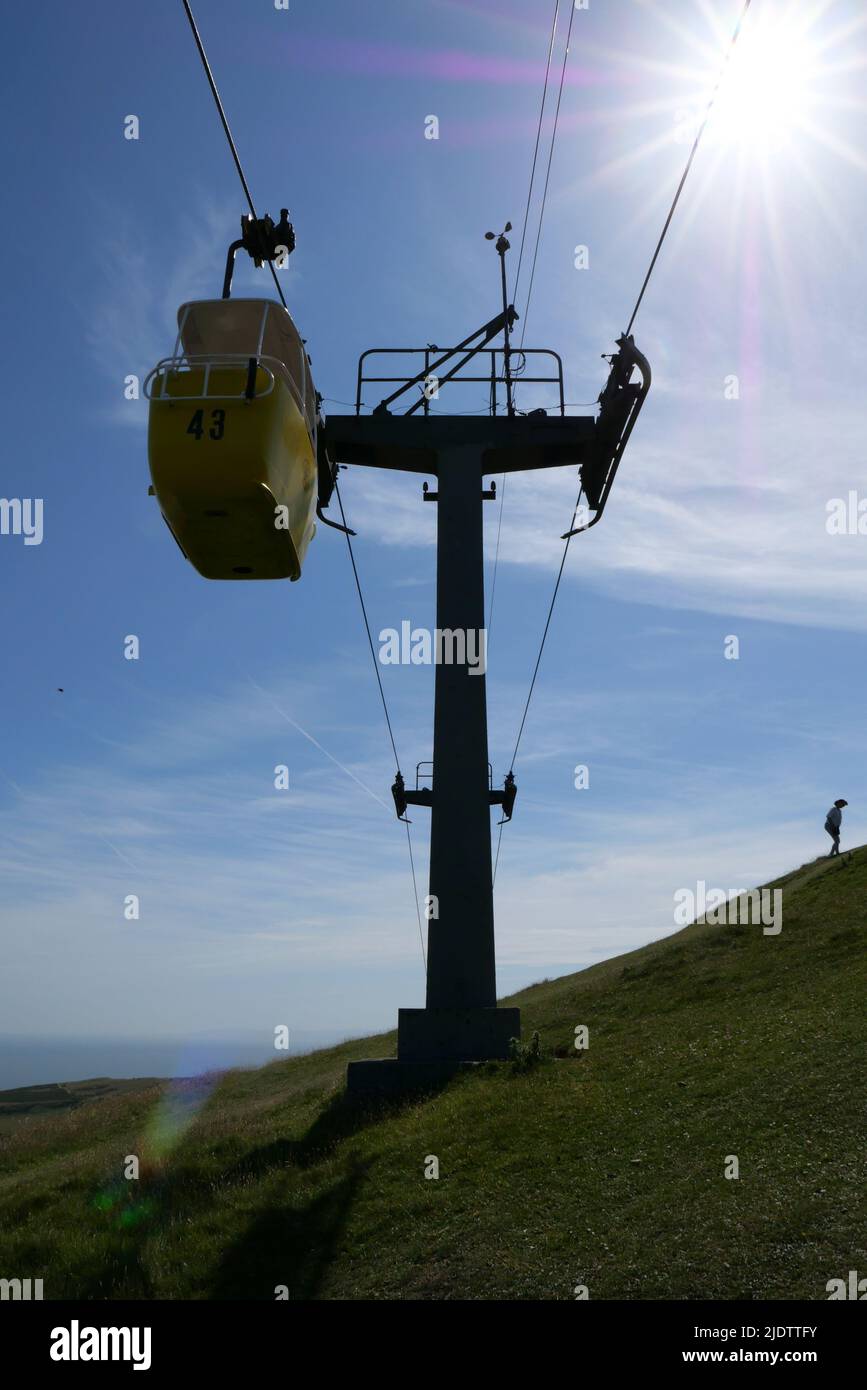 Llandudno Cable Cars, Great Orme, Nordwales. Stockfoto