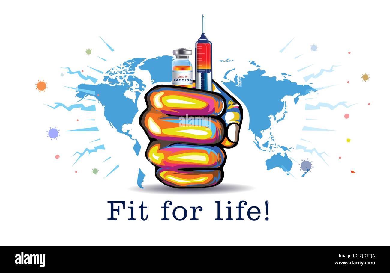 Immunitätsverstärker-Impfstoffkonzept. Schutz und Vorsorge gegen Covid-19 Coronavirus. Stock Vektor