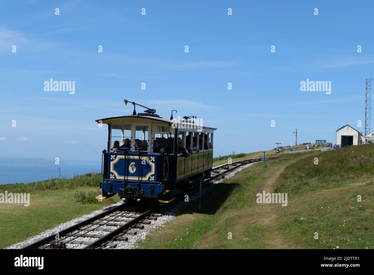 Great Orme Mountain Tramway in Llandudno, Nordwales. Stockfoto