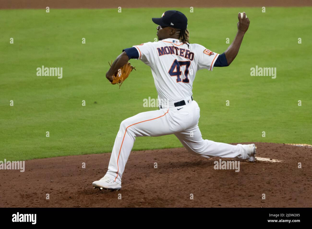 Houston Astros Relief Pitcher Rafael Montero (47) pitchet im achten Inning gegen die New Yorker Mets. Die Astros besiegen die Mets 5-3, Mittwoch, Stockfoto