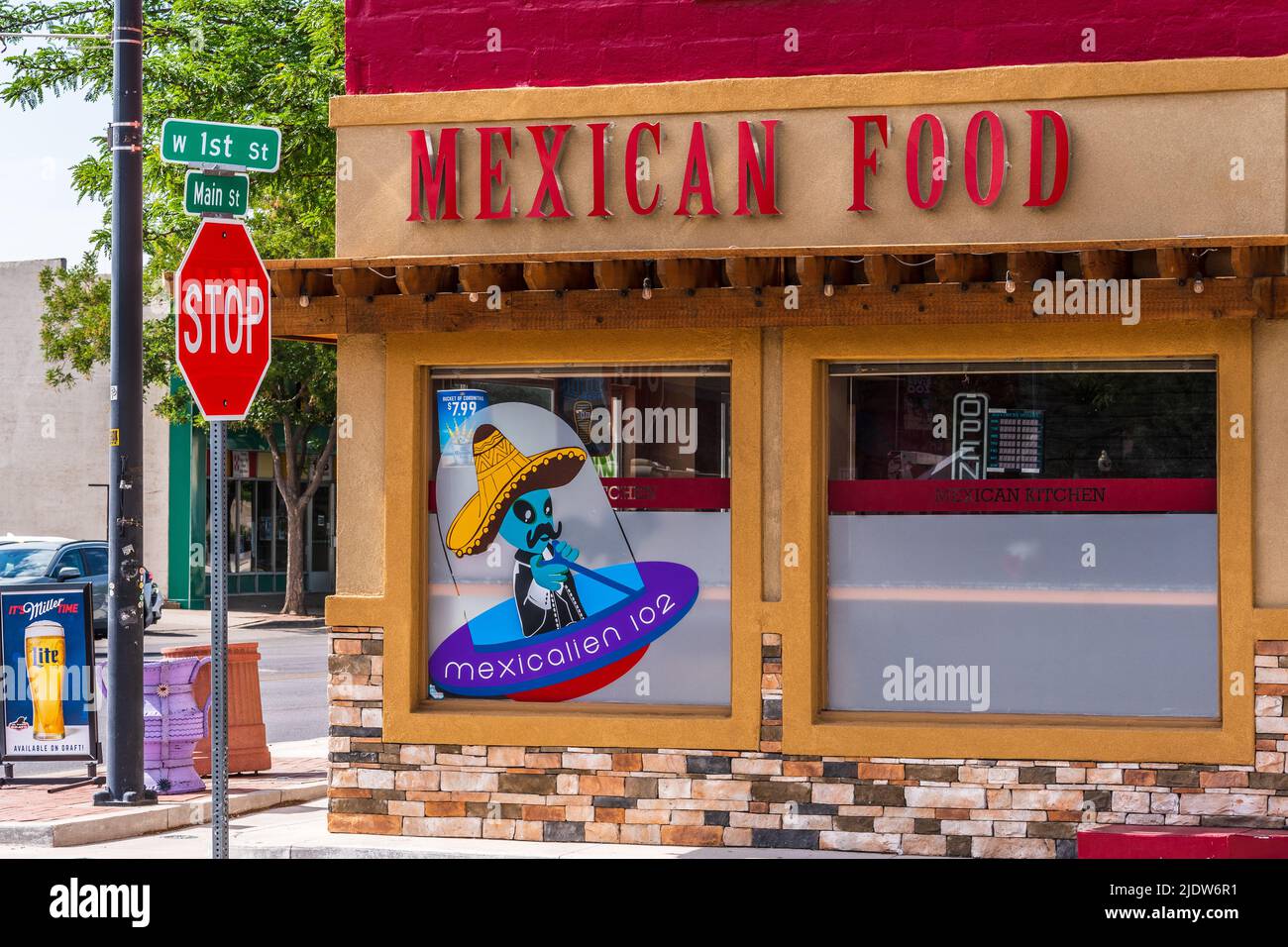 Roswell, New Mexico, USA: El Toro Bravo Mexican Restaurant at 102 S. Main, Chaves County, NM. Stockfoto