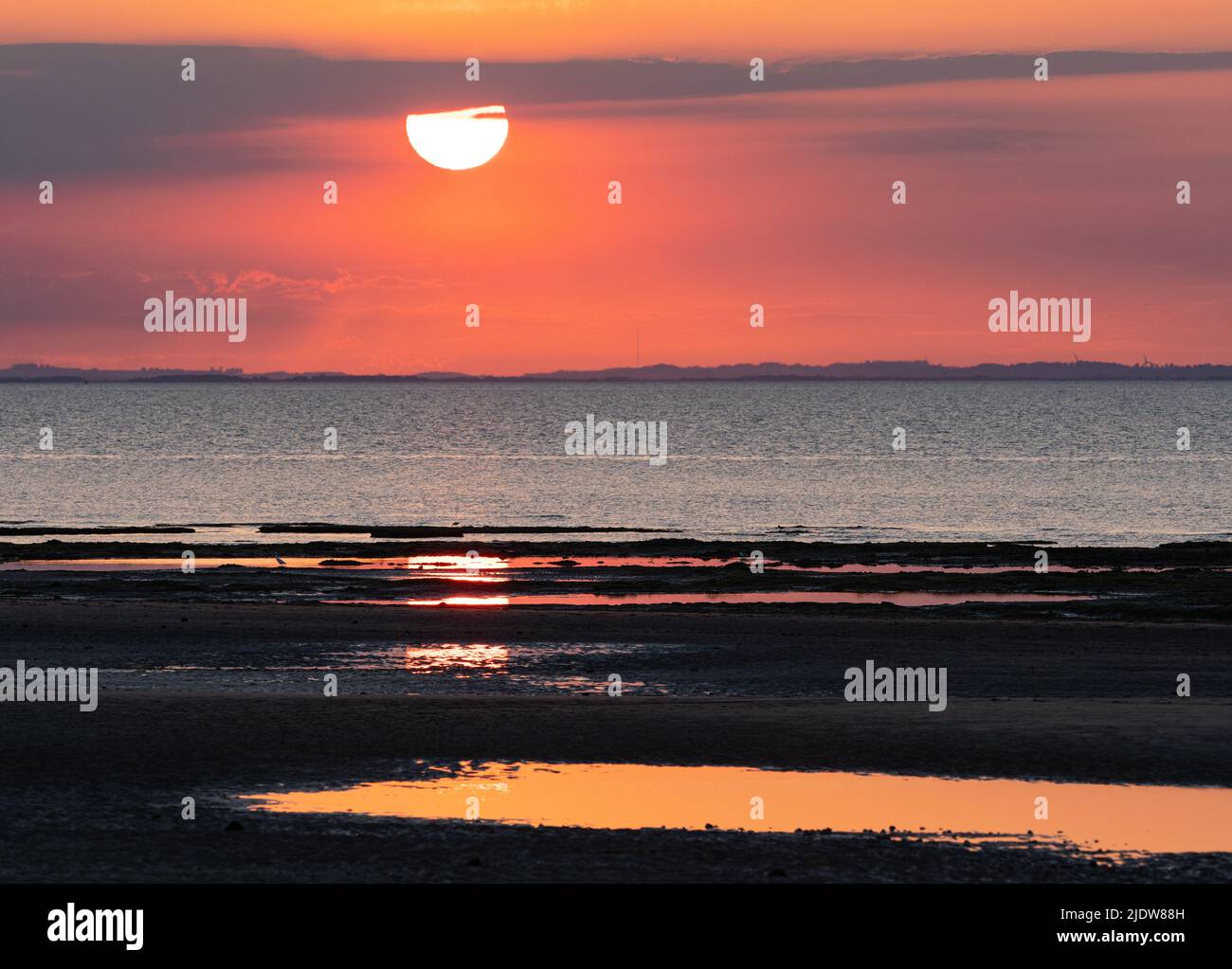 Mittsommer Sonnenuntergang Die Wash Norfolk Stockfoto