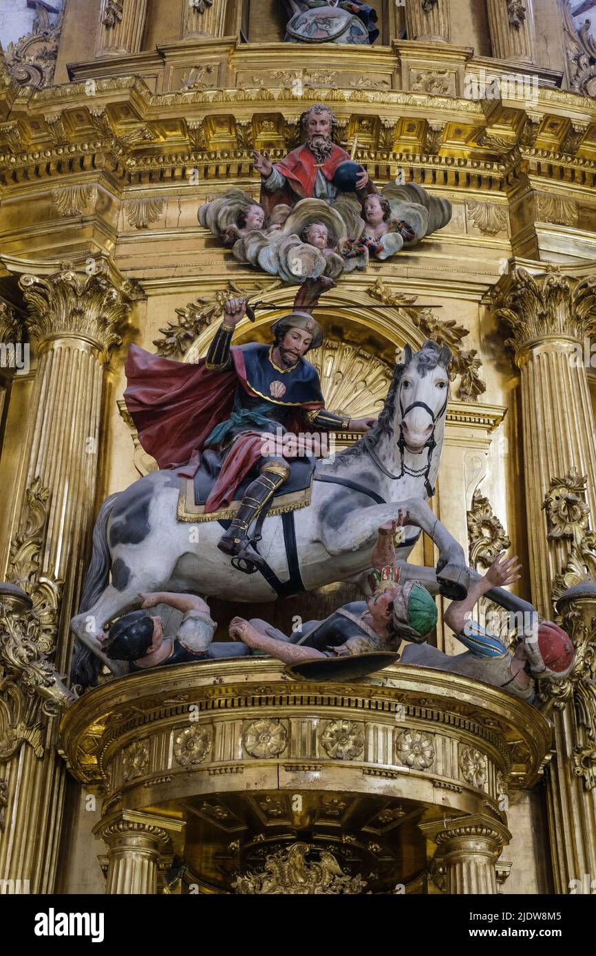 Spanien, Burgos. Kathedrale von Santa Maria. Der heilige Jakobus, der Mauren-Slayer. Stockfoto