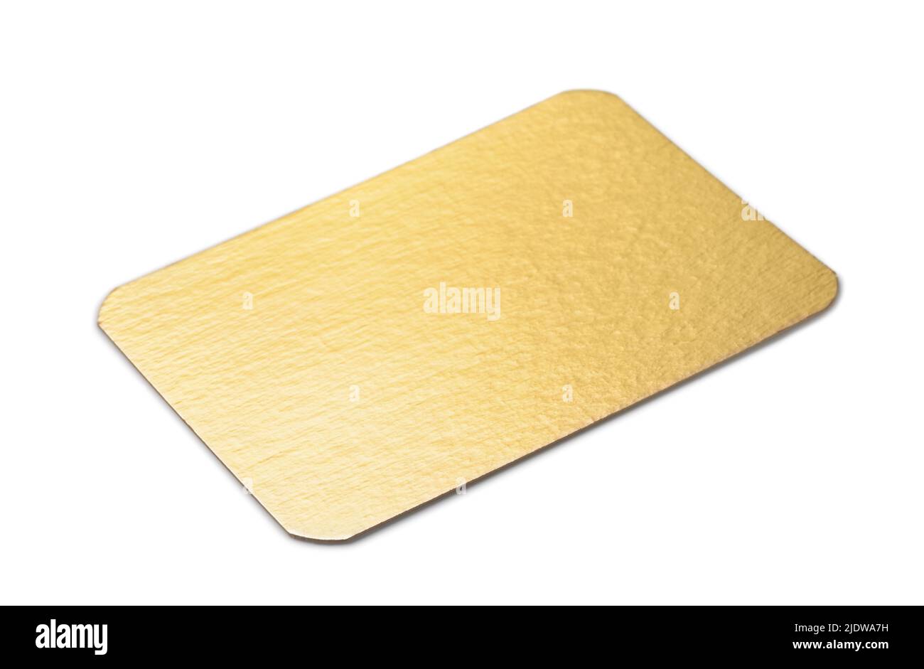 Golden Food Packaging Backing Board isoliert auf weiß Stockfoto