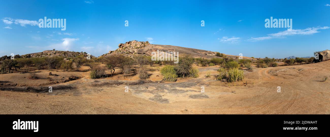 Felsformationen in der Region Jawai, Rajasthan, indien. Stockfoto