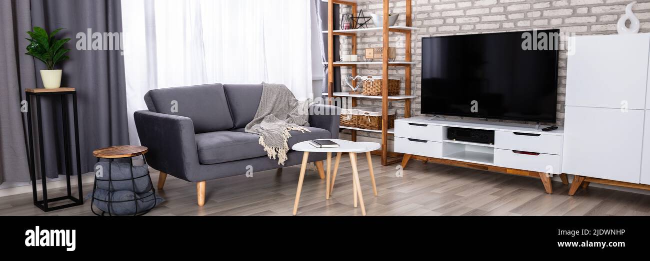 Innenraum aus einem Wohnzimmer mit Sofa und Möbel Stockfoto