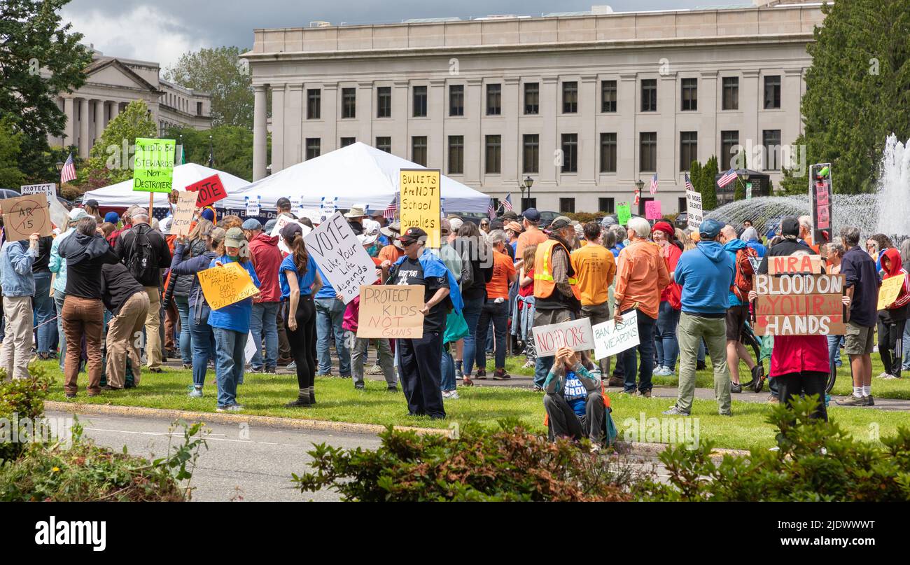 Olimpia, Washington, USA, 11. Juni 2022, Marsch für unser Leben zur Waffenkontrolle, in der Hauptstadt des Bundesstaates Washington Stockfoto