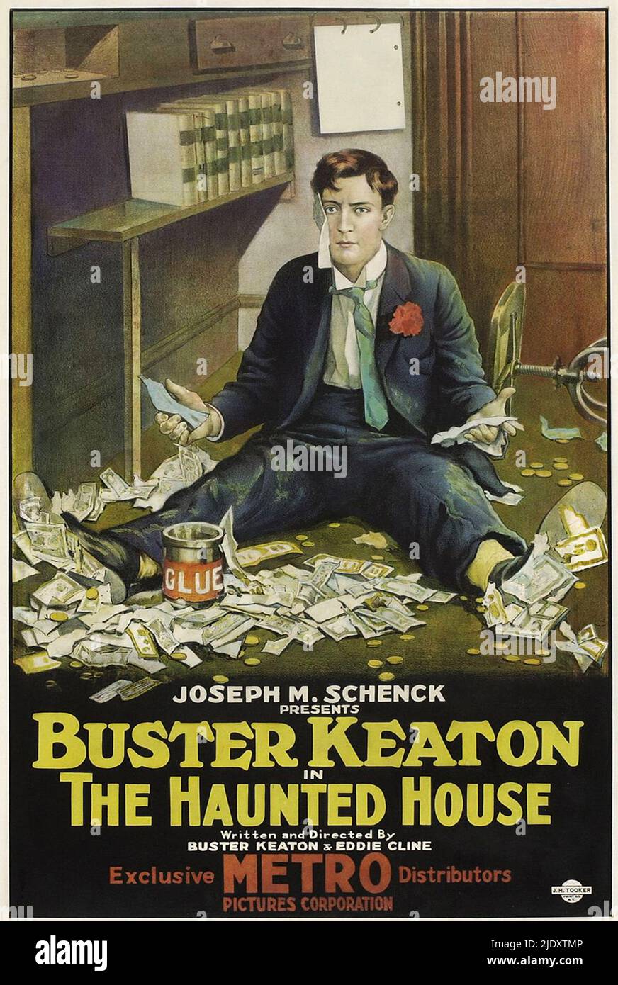Ein Plakat für den Buster Keaton-Film The Haunted House von 1921. Stockfoto