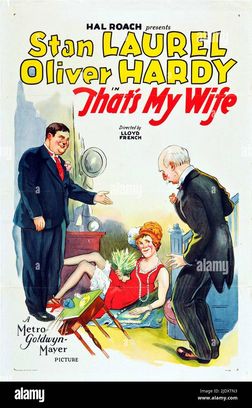 Plakat für den Laurel and Hardy-Film That's My Wife von 1929. Stockfoto