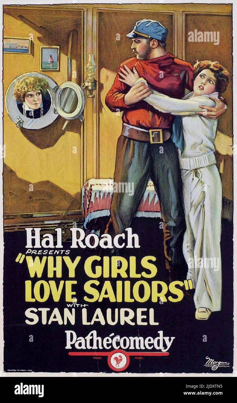 Plakat für den amerikanischen Comedy-Film Why Girls Love Seglern mit Stan Laurel aus dem Jahr 1927, bevor er sich mit Oliver Hardy zusammengetan hat Stockfoto