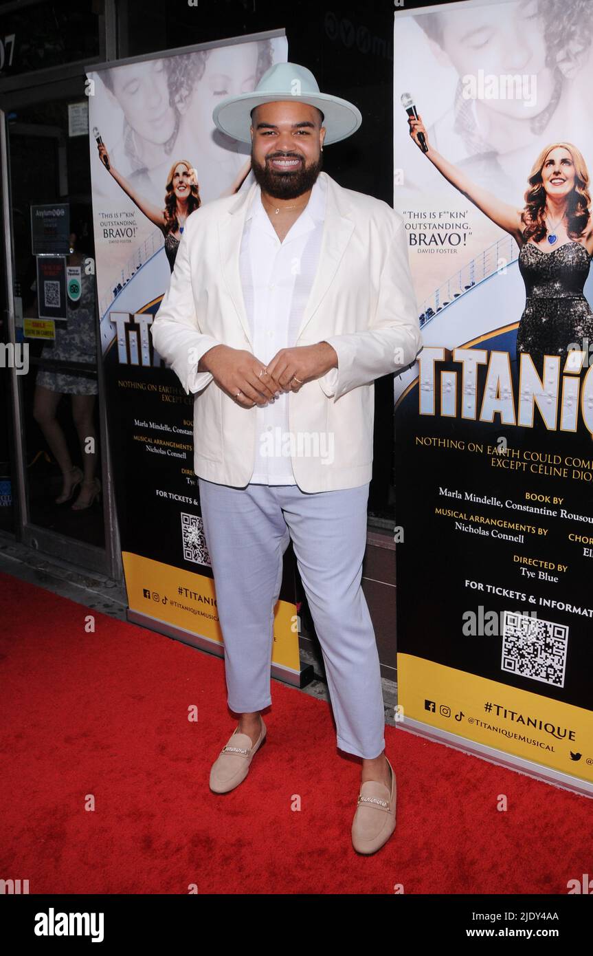 New York, Usa. 23.. Juni 2022. Jaye Alexander nimmt an der Eröffnungsnacht „Titanique the Musical“ im Asylum Theatre in New York City Teil. (Foto von Efren Landaos/SOPA Images/Sipa USA) Quelle: SIPA USA/Alamy Live News Stockfoto