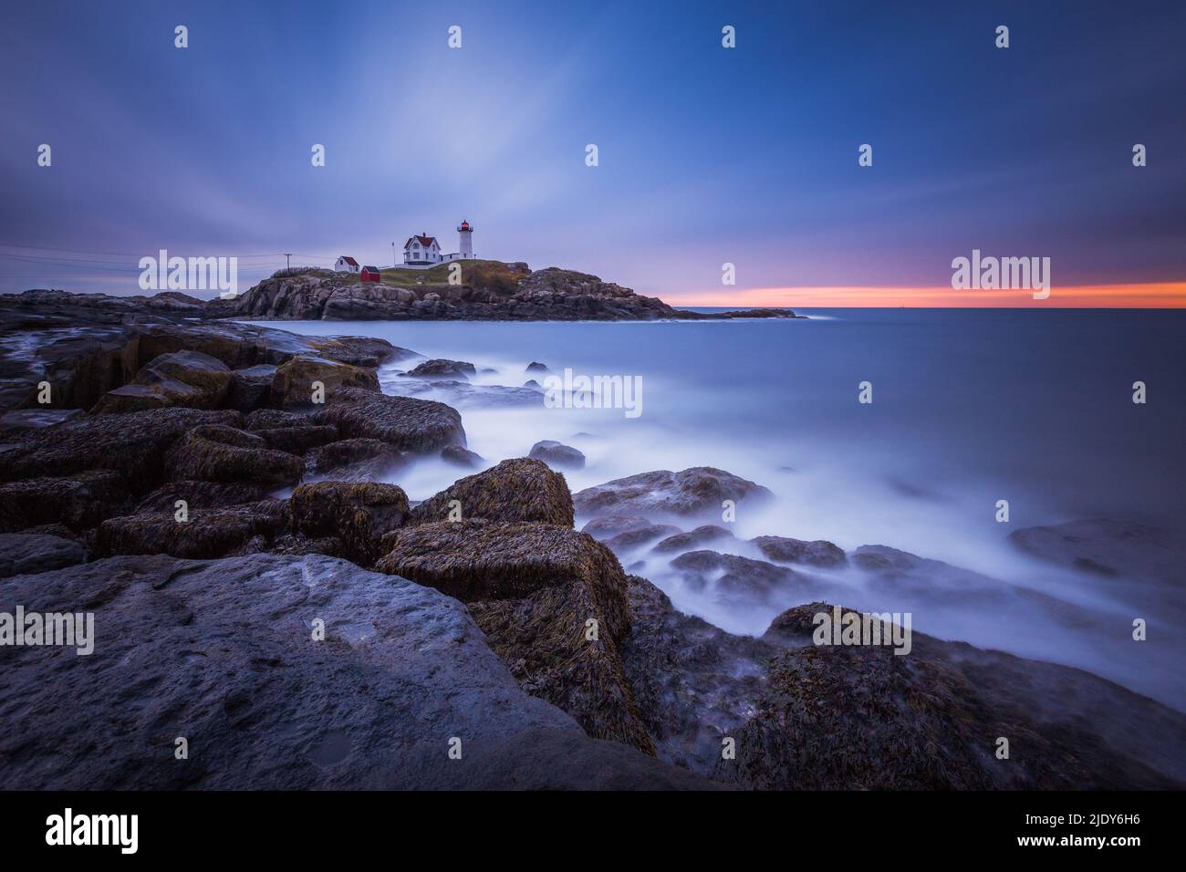 Nubble Lighthouse York Maine Fotografie Stockfoto